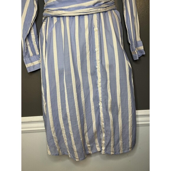 GANT Rugger Shirt Dress Womens Large Blue White Striped Belted Button Front - Picture 3 of 15